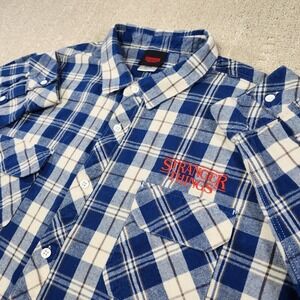 Stranger Things Flannel Shirt Men *FITS Large *READ Cotton Button Up Netflix